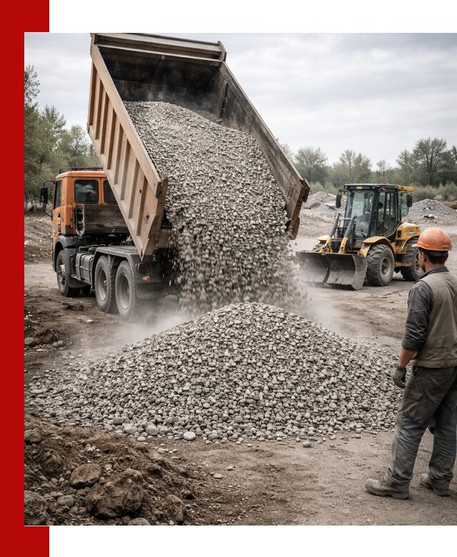 Доставка щебня в Усолье-Сибирском крупными и мелкими фракциями