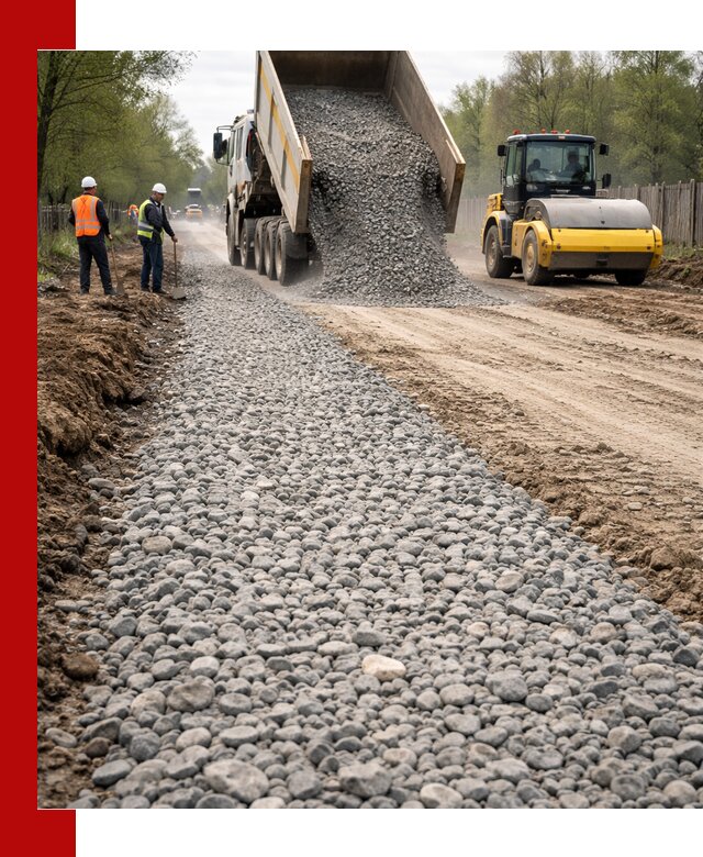 Доставка щебня для отсыпки дорог в Усолье-Сибирском высокого качества