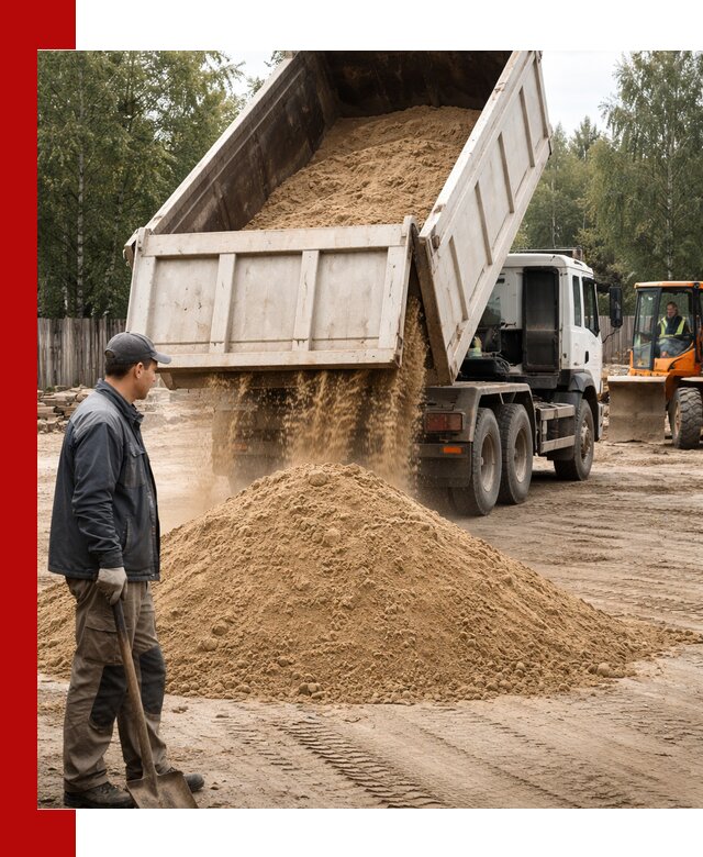 Доставка и продажа песка с разгрузкой в Усолье-Сибирском