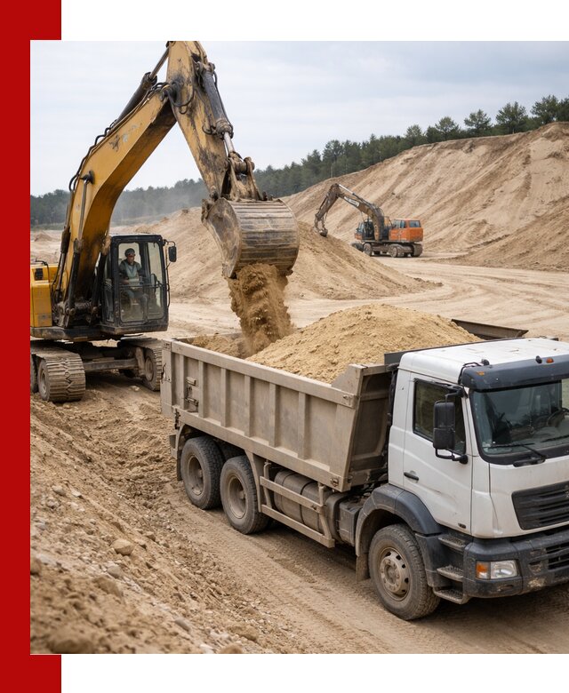 Доставка карьерного песка с самосвалами и разгрузкой в Усолье-Сибирском