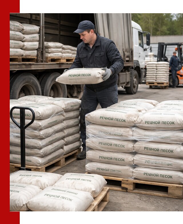 Речной песок в мешках с доставкой в Усолье-Сибирском