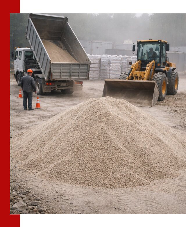 Кварцевый песок фракция 0–8 для стройработ в Усолье-Сибирском