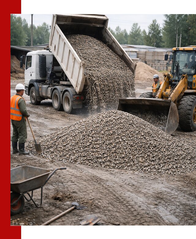 Мытый гравий с доставкой в Усолье-Сибирском от карьера до участка