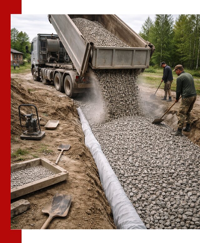 Гравий для дренажа с доставкой в Усолье-Сибирском качественный и недорогой