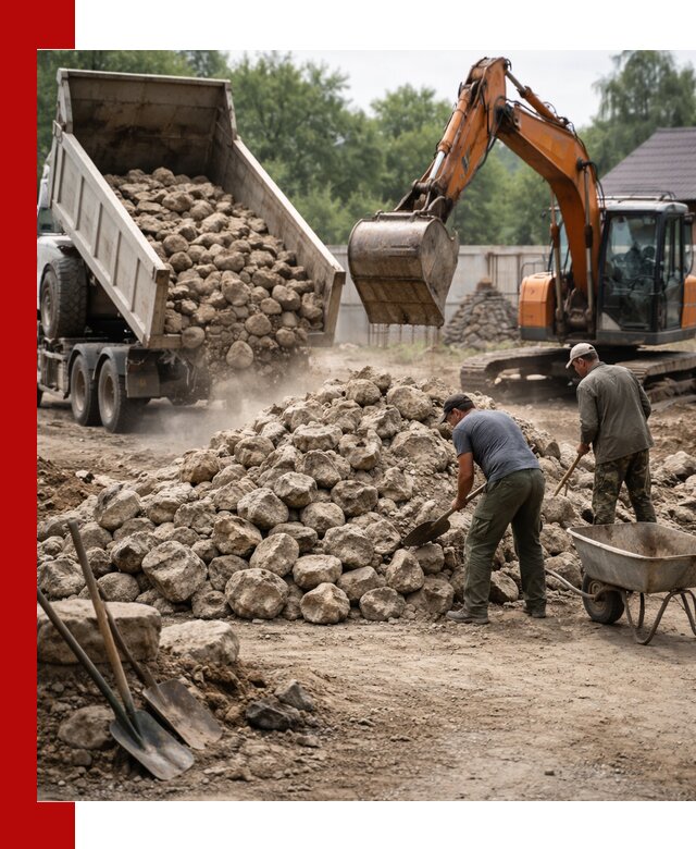 Доставка и разгрузка бутового камня в Усолье-Сибирском