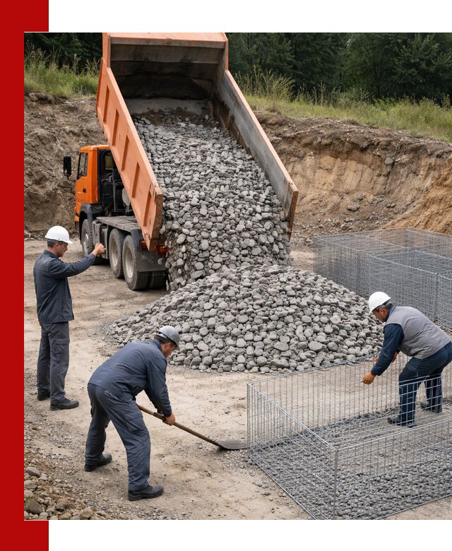 Камень для габионов с доставкой в Усолье-Сибирском быстро и надёжно
