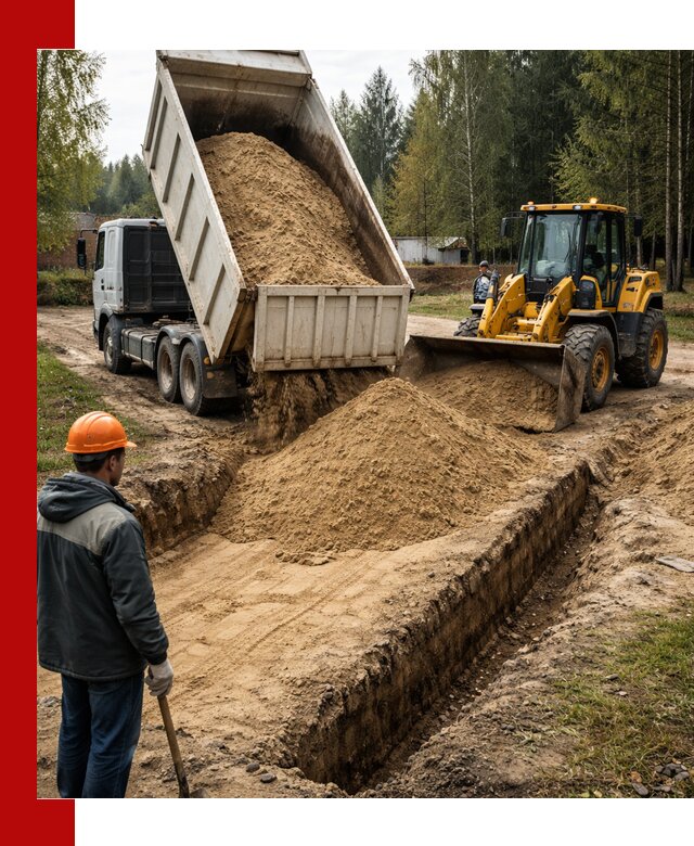 Доставка песчаного грунта в Усолье-Сибирском для строительных работ