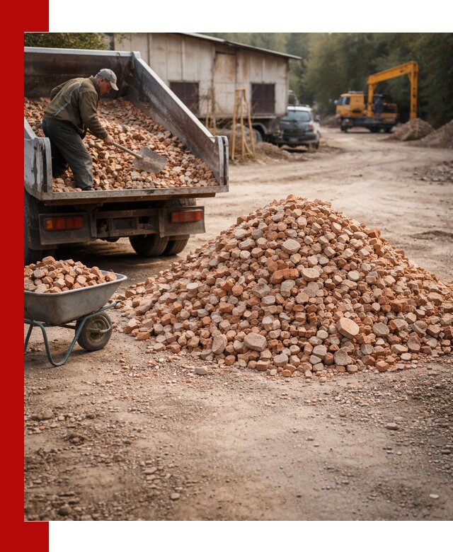 Доставка и подушка из боя кирпича с разгрузкой в Усолье-Сибирском