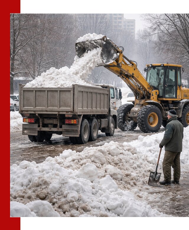 Вывоз снега грузовой техникой в Усолье-Сибирском оперативно и чисто